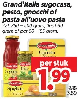 Aanbieding: Sugocasa, pesto, gnocchi of pasta all'uovo pasta