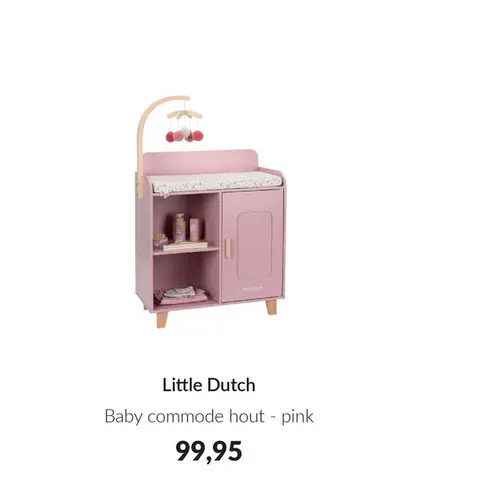 Aanbieding: Baby commode hout - pink
