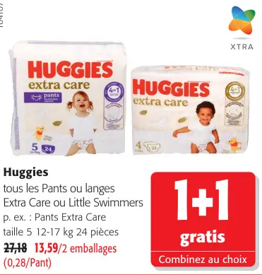 Offre: Huggies Extra Care Pants ou langes
