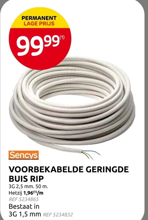 Promotie: Voorbekabelde geringde buis rip