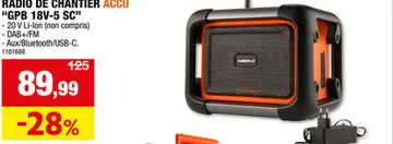 Offre: Powerplus Dual Power POWDP8061 radio de chantier sans fil 20V 220V batterie non comprise