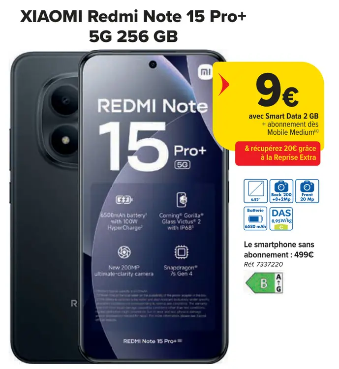 Offre: Redmi Note 15 Pro+ 5G 256 GB