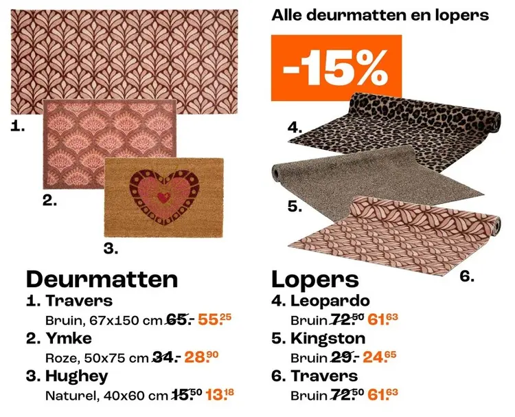 Promotie: Deurmatten en lopers