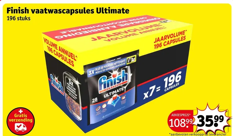 Aanbieding: Finish vaatwascapsules Ultimate