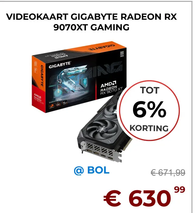 Aanbieding: Videokaart GIGABYTE radeon rx 9070xt gaming