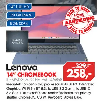 Aanbieding: Lenovo 14" CHROMEBOOK IDEAPAD SLIM 3 CHROME 1