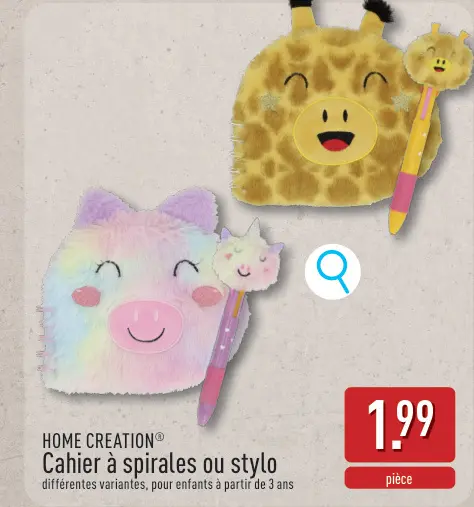Offre: Cahier à spirales ou stylo