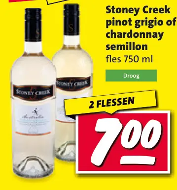 Aanbieding: Stoney Creek pinot grigio of chardonnay semillon