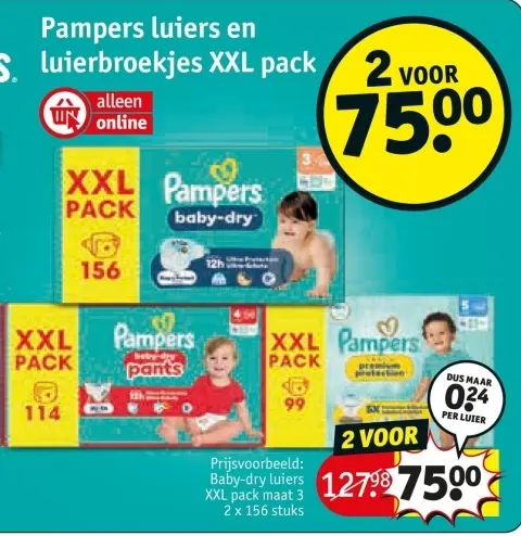 Aanbieding: Pampers luiers en luierbroekjes XXL pack