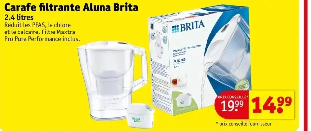 Offre: Carafe filtrante Aluna Brita