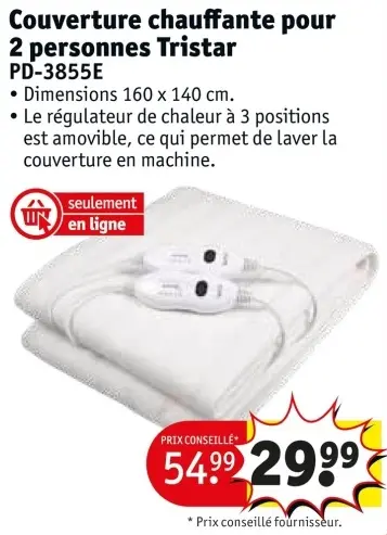 Offre: Couverture chauffante pour 2 personnes