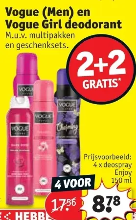 Promotie: Vogue (Men) en Vogue Girl deodorant