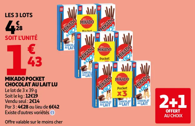 Promotie: Mikado pocket chocolat au lait