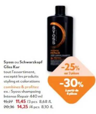 Offre: Syoss shampoing Intense Repair 440 ml