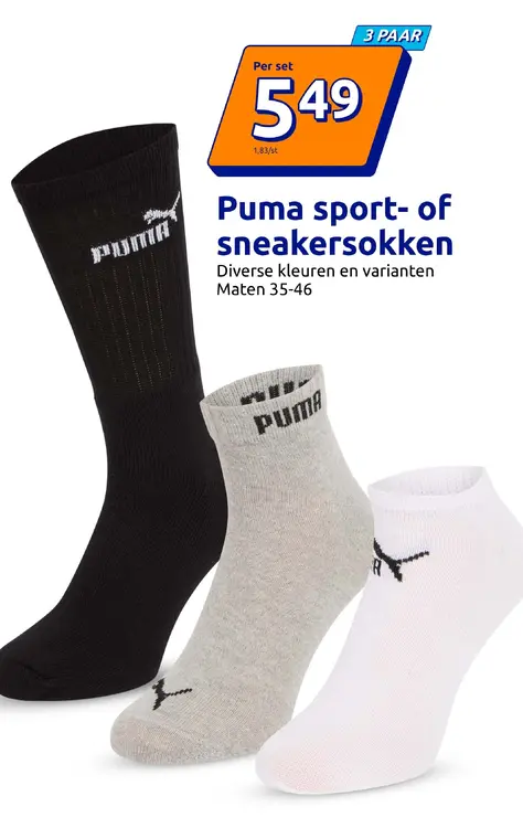 Aanbieding: Puma sport- of sneakersokken