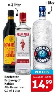 Aanbieding: Beefeater, Esbjaerg of Kahlua