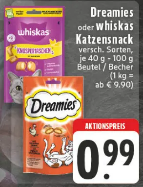 Aanbieding: Dreamies oder whiskas Katzensnack