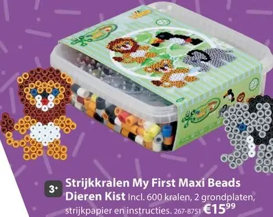 Aanbieding: Strijkkralen My First Maxi Beads Dieren Kist