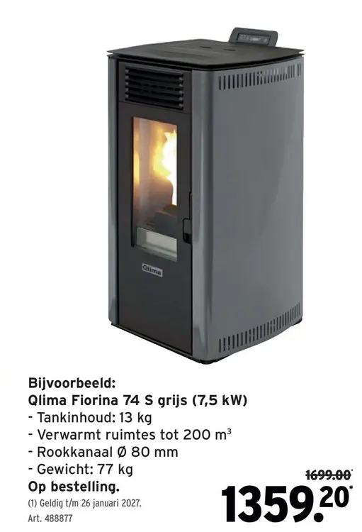 Promotie: Qlima Fiorina 74 S grijs (7,5 kW)