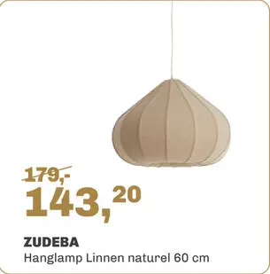 Aanbieding: Hanglamp Zudeba Linnen Naturel 60cm