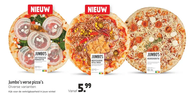 Aanbieding: Jumbo's verse pizza's
