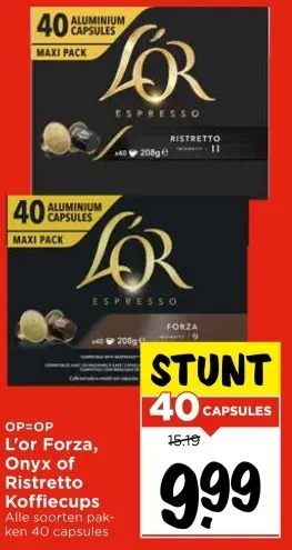 Aanbieding: L'or Forza, Onyx of Ristretto Koffiecups