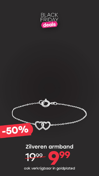 Aanbieding: Zilveren armband 2 harten