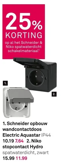 Aanbieding: Opbouw wandcontactdoos Electric Aquastar of stopcontact Hydro