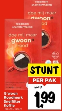 Aanbieding: G'woon Roodmerk Snelfilter Koffie