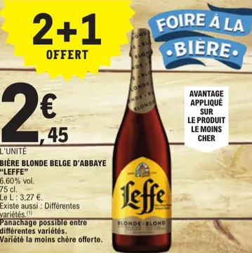 Offre: BIÈRE BLONDE BELGE D'ABBAYE "LEFFE"