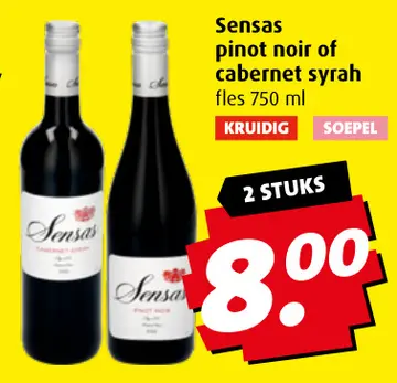 Aanbieding: Sensas pinot noir of cabernet syrah