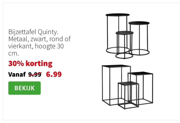 Aanbieding: Bijzettafel Quinty