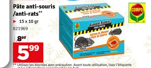 Offre: Pâte anti-souris /anti-rats