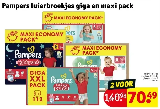 Promotie: Pampers luierbroekjes giga en maxi pack