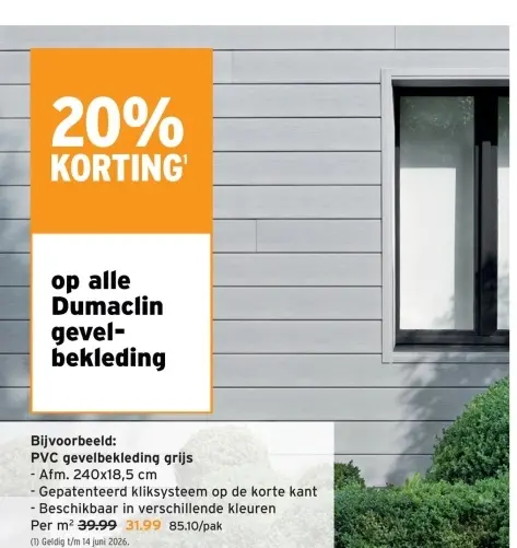 Promotie: PVC gevelbekleding grijs