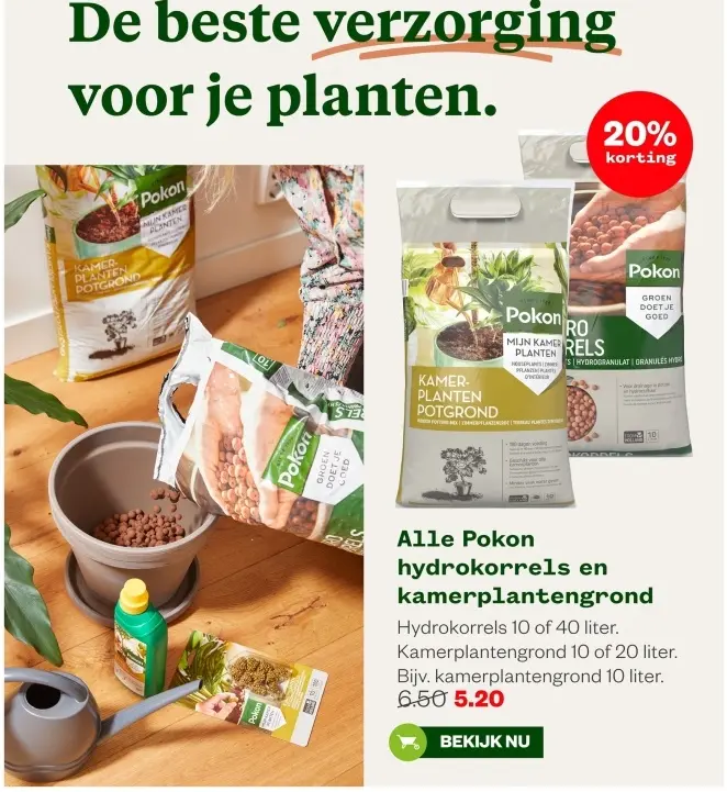 Aanbieding: Pokon hydrokorrels en kamerplantengrond
