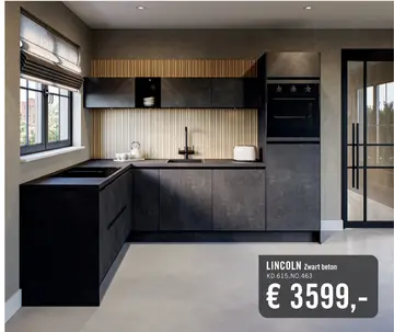 Aanbieding: LINCOLN Zwart beton keuken