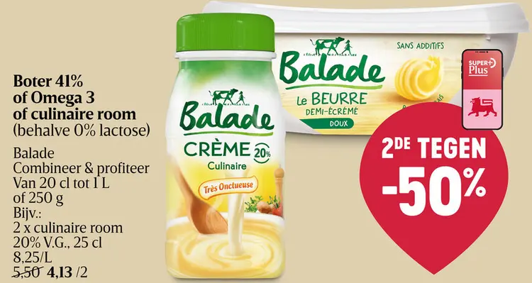 Promotie: Boter 41% of Omega 3 of culinaire room (behal