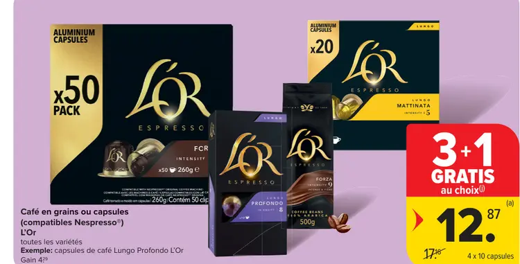 Offre: Café en grains ou capsules