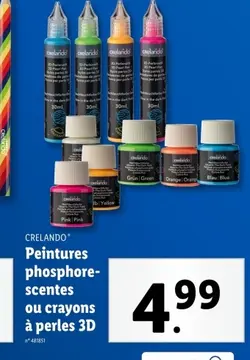 Offre: Peintures phosphorescentes ou crayons à perles