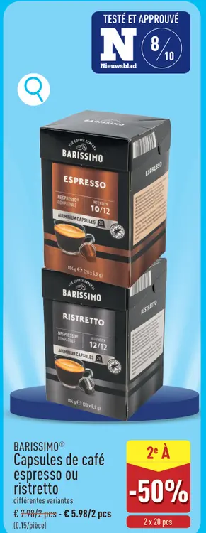 Offre: Capsules de café espresso ou ristretto