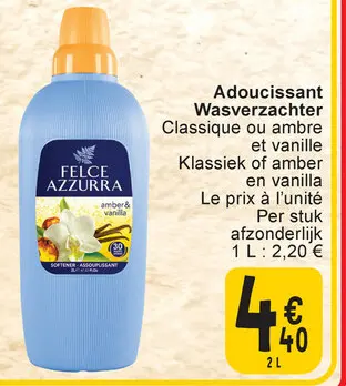 Offre: Adoucissant Wasverzachter Classique ou ambre