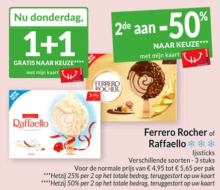 Promotie: Ferrero Rocher of Raffaello ijssticks