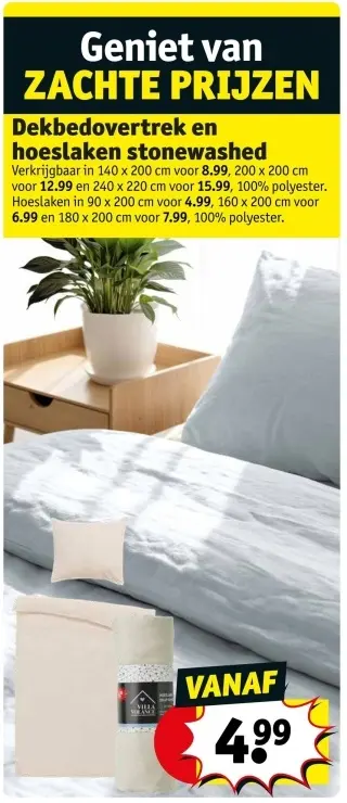 Promotie: Dekbedovertrek en hoeslaken stonewashed