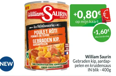 Aanbieding: Gebraden kip, aardappelen en kruidensaus
