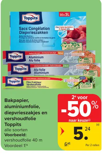 Promotie: Bakpapier, aluminiumfolie, diepvrieszakjes en