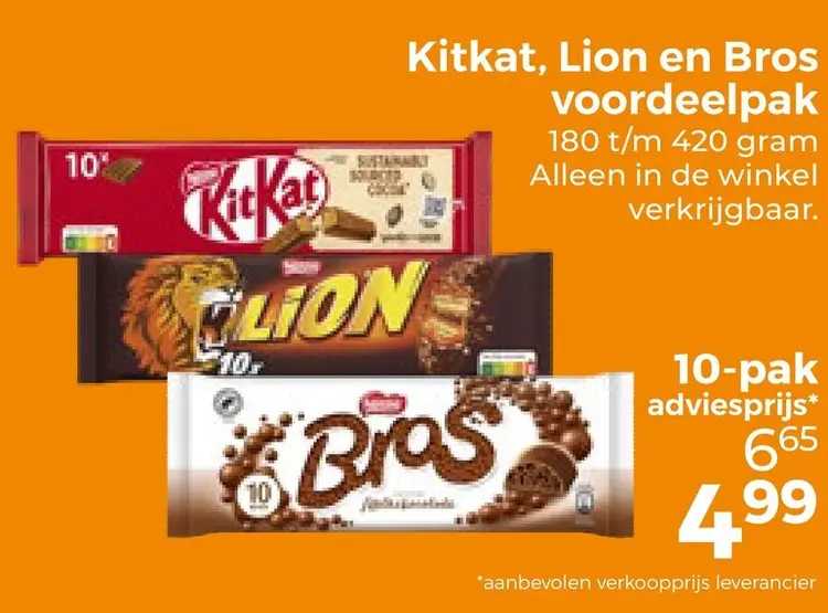 Aanbieding: Kitkat, Lion en Bros voordeelpak