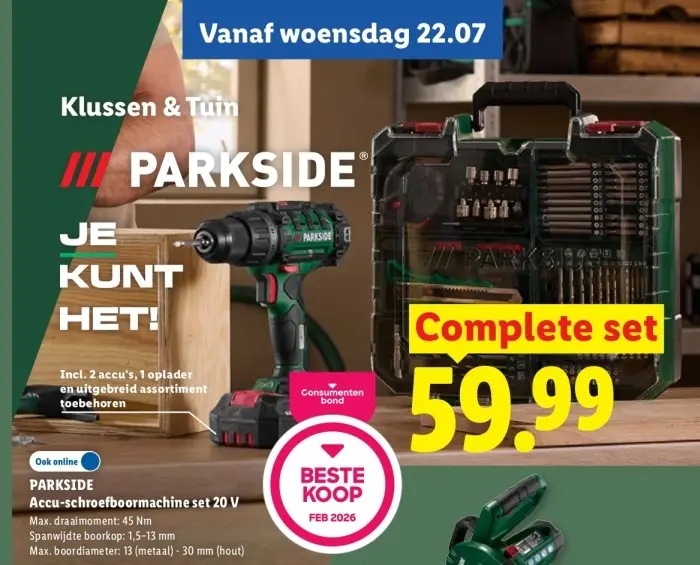 Aanbieding: Accu-schroefboormachine set 20 V