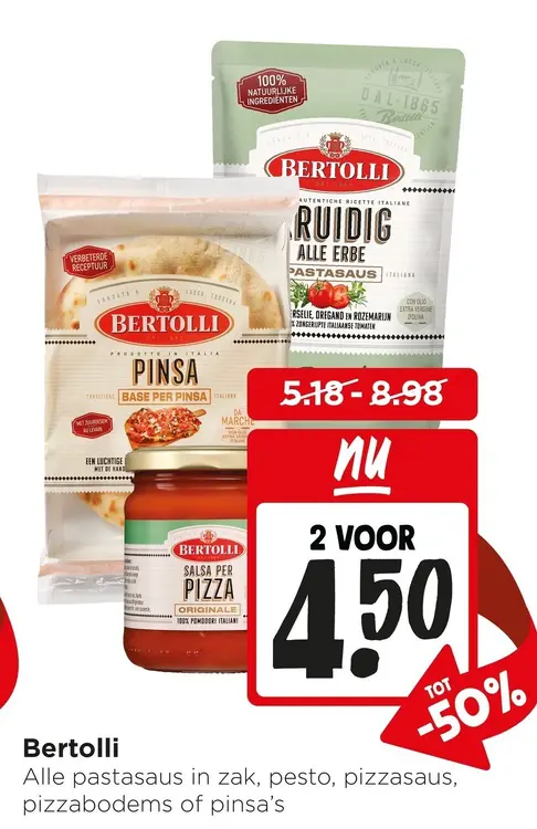 Aanbieding: Alle pastasaus in zak, pesto, pizzasaus, pizzabodems of pinsa´s
