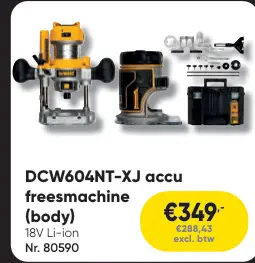 Promotie: DCW604NT-XJ accu freesmachine